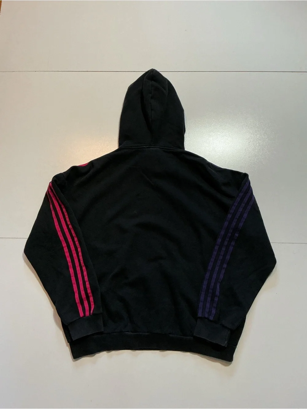 $110 Adidas Originals Embroidered Trefoil 3 Stripes Black Pullover Hoodie